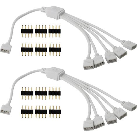CESFONJER LED Strip Connector Y Splitter, 4 broches 1 à 5 ports LED RGB Splitter pour RGB5050 RGB3528 rgb2835 bande lumière (1/5)