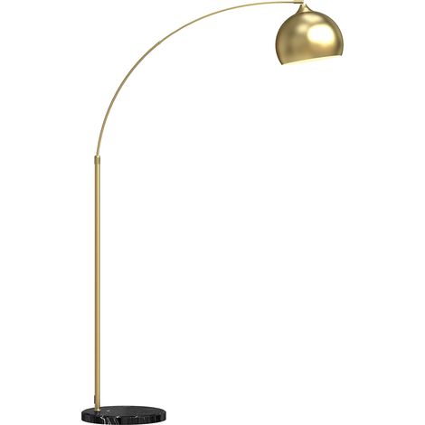 Lampadaire Arc E27 40W Hauteur Réglable avec Interrupteur au Pied, Lampe de Lecture Dorée (1/5)