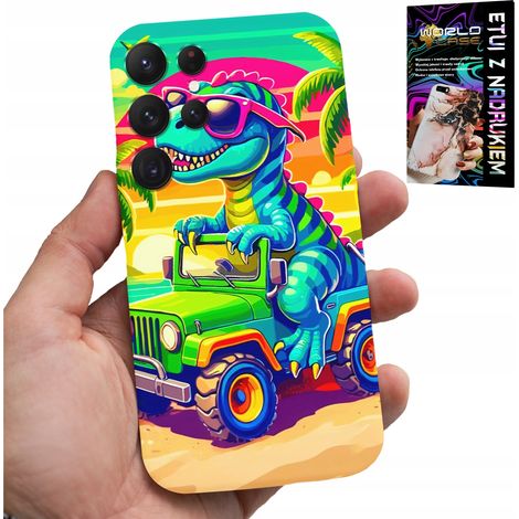Custodia per Samsung Galaxy S22 Ultra - dinosauro su un camion, motivi per bambini (1/5)