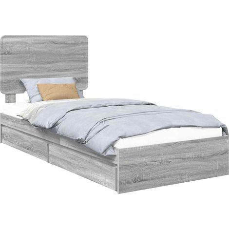 Storage Bed with Drawer Grey Sonoma 75 x 190 cm Engineered Wood vidaXL