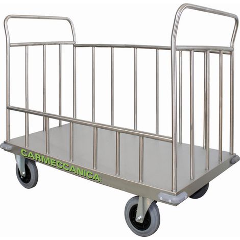 Carrello trasporto universale 4 sponde in tubolare in acciaio inox AISI 304- MAXI