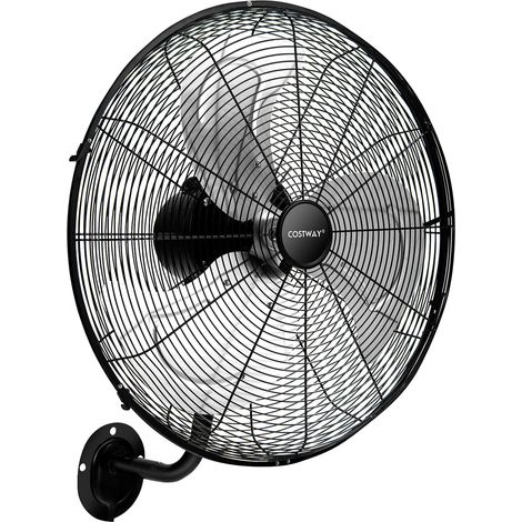 COSTWAY Ventilatore da Parete Girevole a 3 Velocità, Industriale e Silenzioso ad Alta Velocità con Pale in Alluminio, Potenza 120W, Diametro 51 cm, Nero (Stile 1) (1/5)