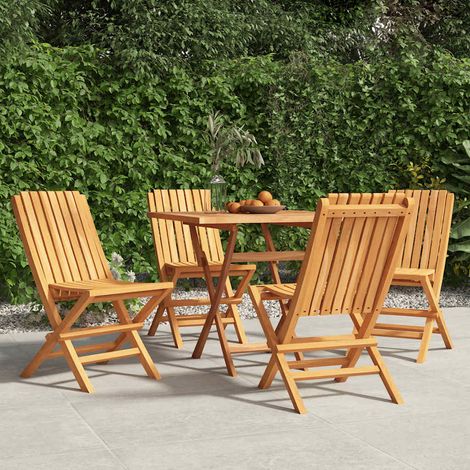 Chaises de jardin pliantes lot de 4 47x47x89cm bois massif teck (1/5)