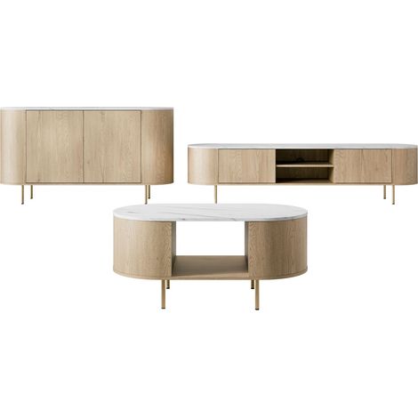 Conjunto de salón Comfivo Livtena 105, Mármol blanco + Dorado