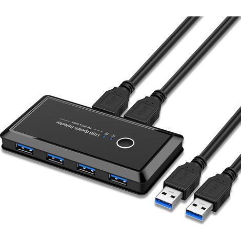 Commutateur USB 3.0 KVM 2 entrées 4 sorties, partageur pour périphériques USB, switch de bureau (1/5)