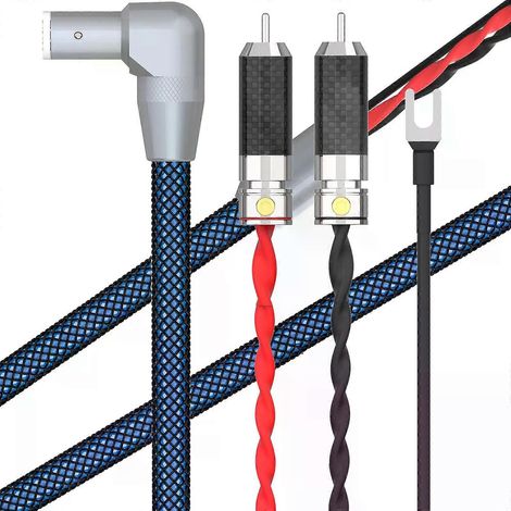 5-poliges DIN-auf-2RCA-Phono-Verbindungskabel, 90°-Tonarmkabel, U-förmiger Kabelbaum, Erdungskabel, Audio-Phono (1/4)