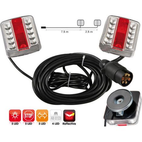 Kit luci con fanali a LED magnetico 12V cavo 7,5m + 2,5m tra fanali (1/7)