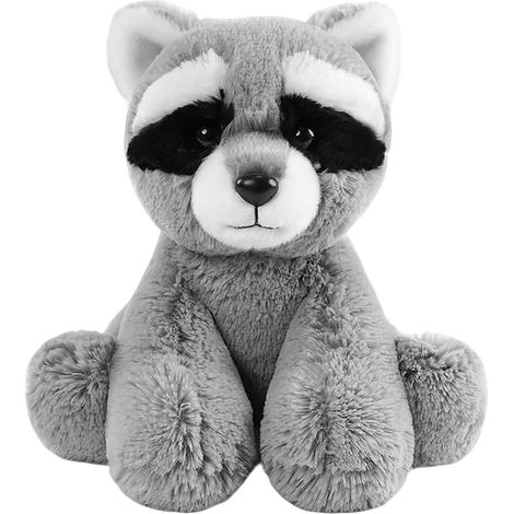 Peluche Raton Laveur Gris - Animal Forestier Accroupi - Décoration Printemps - Cadeau Saint Valentin - 1 Pièce (1/5)