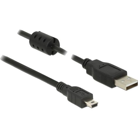 Delock Câble USB USB 2.0 USB-A mâle, USB-Mini-B mâle 0.70 m noir 82396 (1/4)