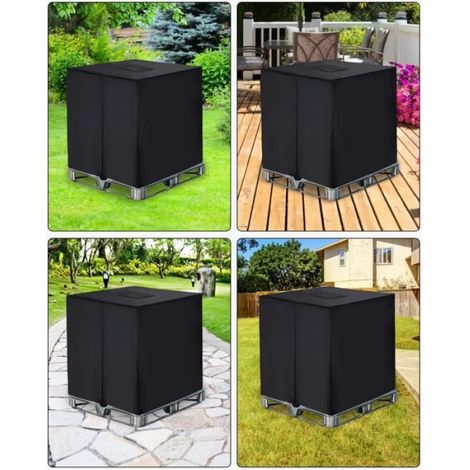 Bache pour Cuve 1000L IBC, 210D Réservoir d'eau Couvercle, Anti-UV Housse Protection Cuve, avec Fermeture éclair,120100116cm,Noir (1/4)