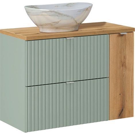 Mueble lavabo 80cm Verde Jade y Madera (1/4)