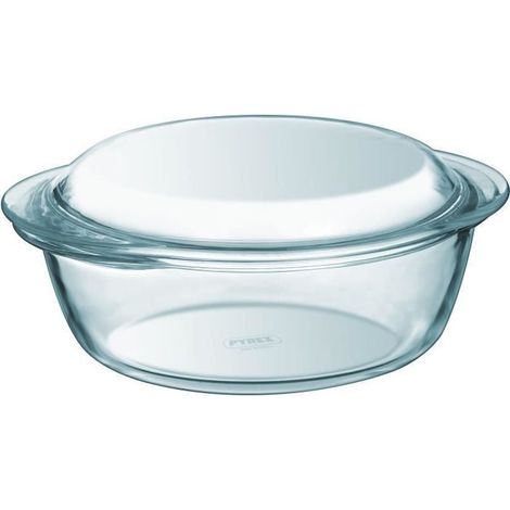 Lot de 2 cocottes - PYREX - Verre - Rond - 1,6 L (1/5)