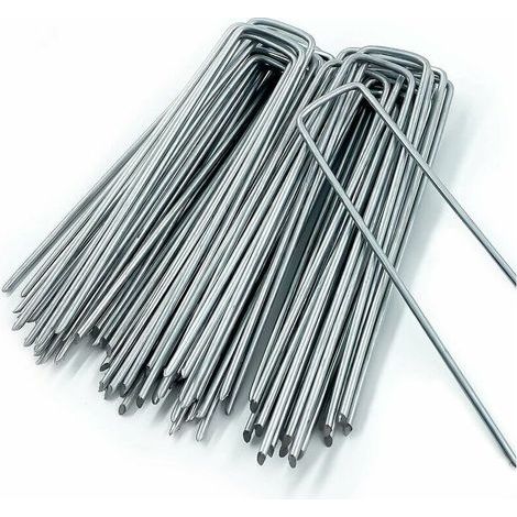 Piquet de Fixation pour Toile de Paillage,50 Piquets de Jardin en Forme de U,pour Bache Anti Herbes,Sardines Camping,Clôture de Jardin,150 MM de Long,25 MM de Large,3 MM de Diamètre (1/5)