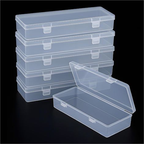 Set mit 6 länglichen Aufbewahrungsboxen aus Kunststoff (15,5 x 6,5 x 3 cm) – Transparente Box für Diamantmalerei, Perlen, Schrauben und Nähzubehör, kleine Box (1/5)