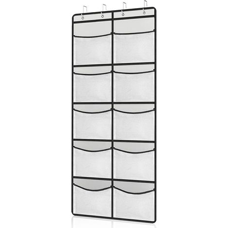 Organisateur suspendu avec 10 compartiments en filet, grande capacité, support de suspension, tissu, gris, organisateur de garde-robe, suspendu à des non-tissés, pour ranger des chaussures, des vêteme (1/5)