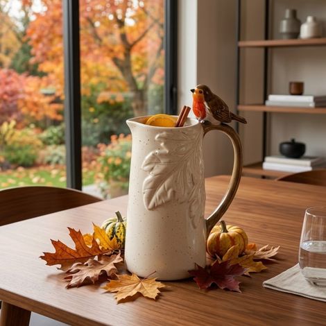 Harvest Autumn Robin Leaf Decorative Jug (1/2)