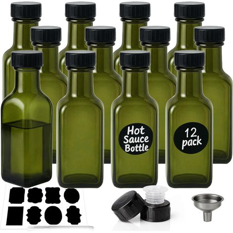 Lot de 6 bouteilles d'huile, 150 ml, bouteille d'huile d'olive, distributeur d'huile en verre, vinaigre et bouteilles d'huile, pour conserver les sauces et les boissons (vert) (1/5)
