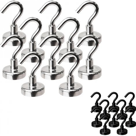 Lot de 10 crochets magnétiques anti-rouille diamètre 4 mm - KN25 - Chromé - Linxor (1/5)