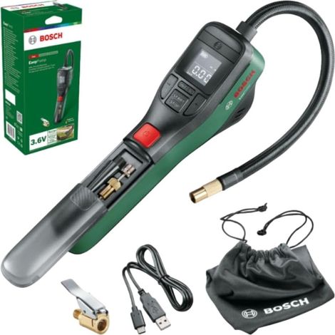 Bosch EasyPump Mini Compressore Portatile A Batteria Con Adattatore A Sgancio Rapido
