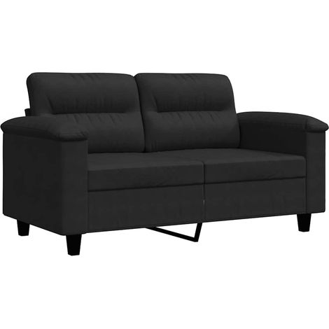 Canapé Sofa à 2 places Noir 120 cm Tissu microfibre (1/5)