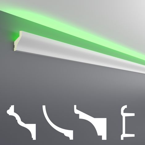 LED Stuckleisten aus PU - lichtundurchlässig, Variantenvielfalt & vorgrundiert - Sparpakete: 20 Meter, LED-20 / 40x25mm