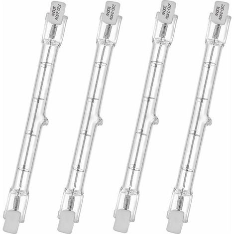 Tube halogène HaloLine, base R7S, lampe tube halogène T3, 230V, 300 watts, 118 mm, blanc chaud - 2800K (4 pièces).. (1/4)