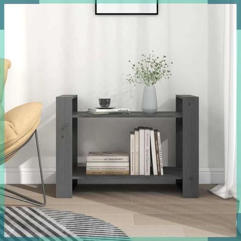 813896 Bibliothèque/Séparateur de pièce Gris 80x35x56,5 cm Pin solide (1/5)