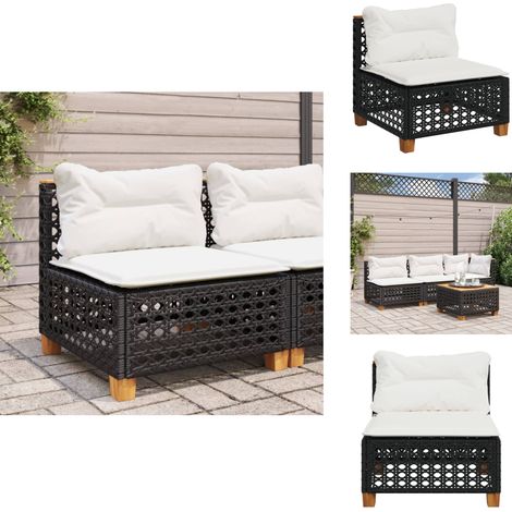 Canapé de jardin sans accoudoirs coussins noir résine tressée - Canapé De Jardin - Meubles De Jardin - Salon De Jardin - Rotin Pe - Mobilier Extérieur (1/5)
