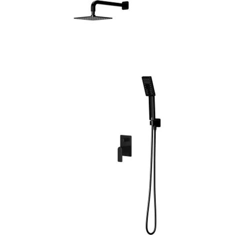 OMNIRES Baretti - Conjunto de ducha con grifo empotrado, con cuerpode montaje, 20x20 cm, 3 chorros, negro mate SYSBA10BL (1/2)