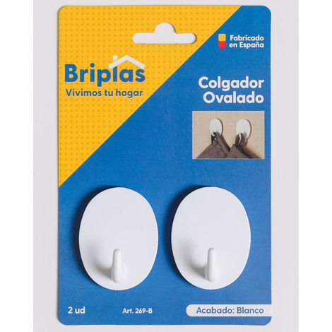 Ovaler weißer PVC-Haken für Küche und Bad - 2 Stück