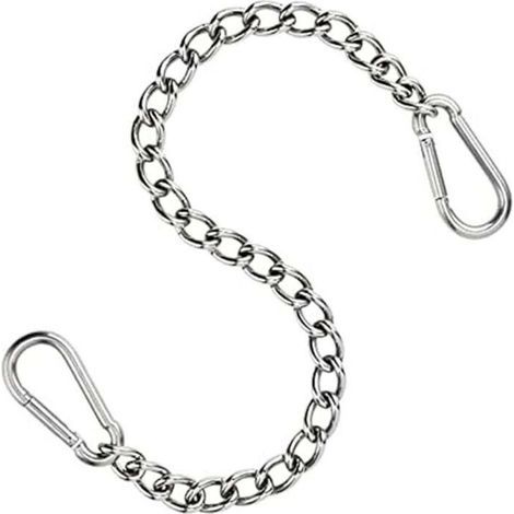 Chaîne de chaise suspendue Ulisem en acier inoxydable 304 - 66 cm - avec deux mousquetons - jusqu'à 250 kg - pour sac de sable - extension de chaise suspendue et hamac (acier inoxydable 304) (1/4)