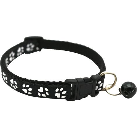 Collier pour chiot en nylon griffé avec boucle de libération réglable pour cloches (noir) (1/5)