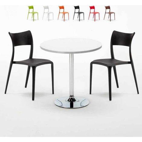Tavolino Rotondo Bianco 70x70cm Con 2 Sedie Interno Parisienne Long Island - Nero (1/5)
