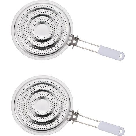 Réducteur de flamme en acier inoxydable avec poignée amovible, diffuseur de chaleur pour plaque induction gaz électrique, lot de 2 (1/5)