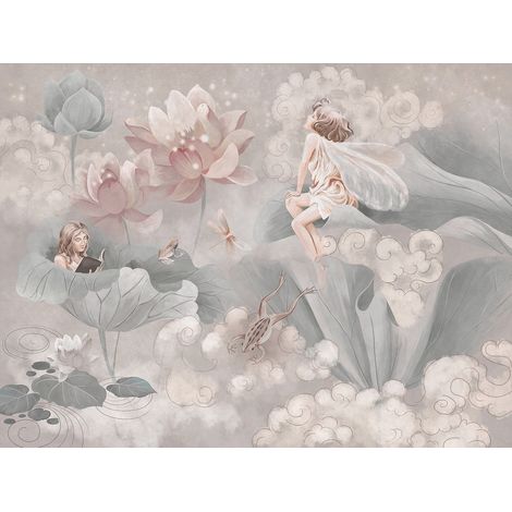Papier peint panoramique Enfants - Fées Fleurs - 130 cm x 98 cm (1/2)