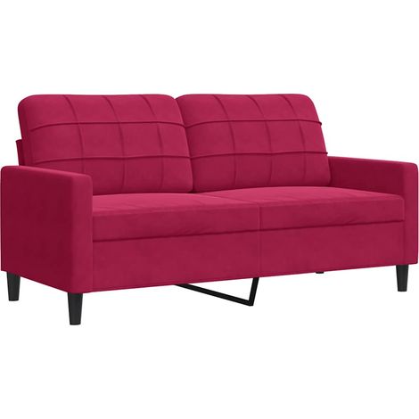 Divano a 2 Posti  Sofa Rosso Vino 140 cm in Velluto (1/5)