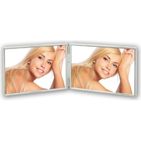 Cadre Photo Métal Double 2 x 13 x 18 Argent Plaqué Horizontal (1/5)