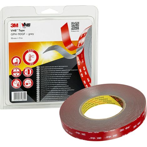 3M Nastri Adesivi Vhb ad Ottima Resistenza Gph-110Gf - Progettato Per Creare Fissaggi Duraturi E Affidabili Per Incollaggi Multimateriali E Ad Alte Temperature - 19Mm X 11M, Grigio, 1.1Mm (1 Pezzo) (1/2)