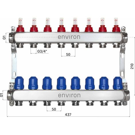 Edelstahl Heizkreisverteiler 2 - 12 fach