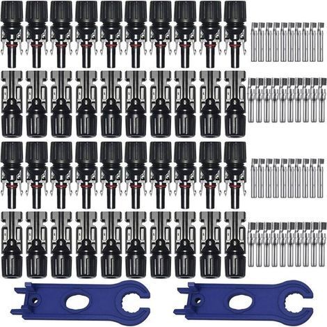 20 Paires Connecteur MC4 Solaire Photovoltaïque,Connecteur PV Mâle/Femelle, Double Anneaux Joint étanche, pour Photovoltaïque Panneau Solaire Cable Accessoires (1/5)
