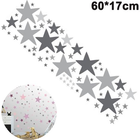 Stickers muraux étoiles amovibles, faciles à décoller et à coller sur les murs peints. Décoration murale en vinyle métallisé pour chambre de bébé ou d'enfant.