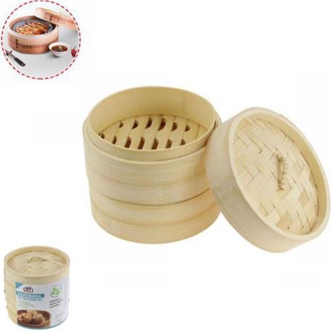 CUISEUR VAPEUR EN BAMBOU CUISSON VAPEUR EN BAMBOU CUISINE ASIATIQUE SAINE ÉTAGÈRES DE 15 CM (1/2)