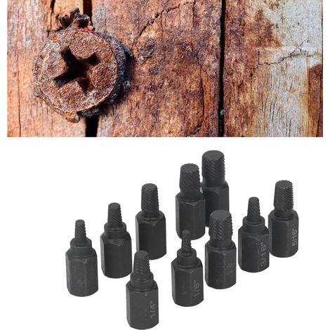 10-teiliges Set aus schwarzem Chrom-Vanadium-Stahl: Drahtbruchausdreher, Ausdreher für abgebrochene und beschädigte Schrauben und Bolzen.