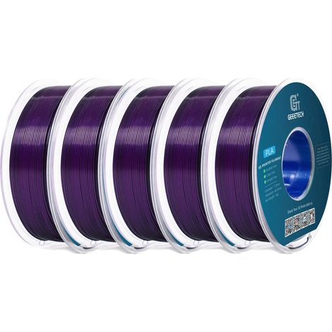 Filamento 3D, duradero y ecológico, acabado brillante, azul, morado y negro. (1/2)