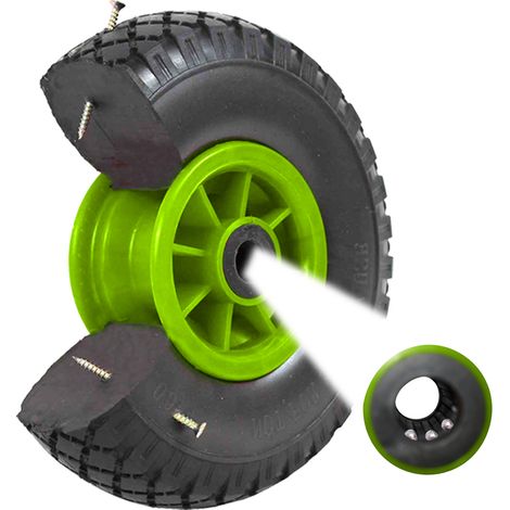 Sackkarrenrad Vollgummi 260x85 mm 3.00-4 PU Ersatzrad Rad Reifen Achsenlänge 75 mm grün