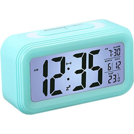 Reloj despertador digital multifuncional con luz nocturna, reloj de mesa electrónico, pantalla LED de 24/12 horas, fecha y temperatura. (1/5)
