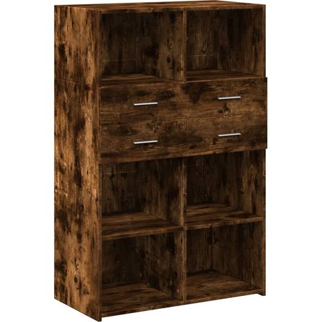 Buffet bahut commode armoire meuble de rangement organisateur cuisine salle de séjour salon haut 80 x 42,5 x 124 cm bois d'ingénierie marron (1/5)