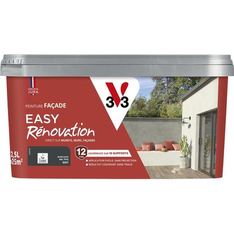 Peinture pour façade Easy Rénovation V33 Anthracite RAL 7016 2,5L
