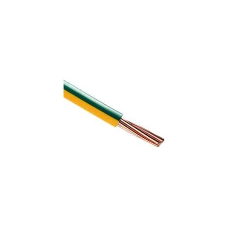 Fil électrique rigide ho7vR 10mm2 vert/jaune (prix au m)