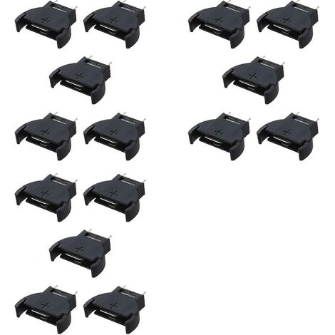 Lot de 15 supports pour piles bouton au lithium CR2032 en plastique noir (1/5)